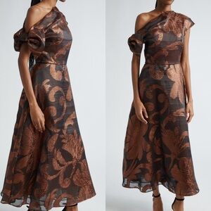 NWT LELA ROSE Evelyn Asymmetric Neck Metallic Jacquard size 8 - this season